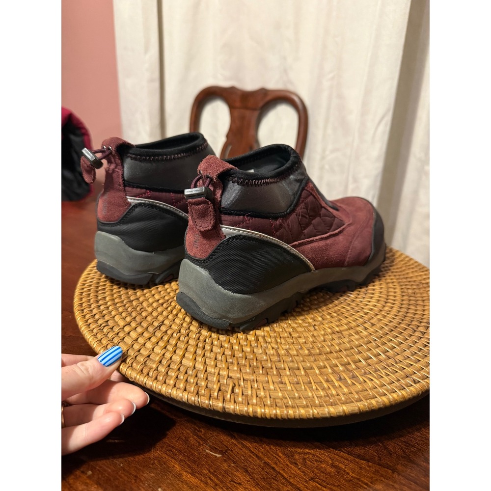 Lands End Womens 9.5 Burgundy Suede Quilted Ankle Snow Boots V2442 F2969 394044 - Picture 5 of 11